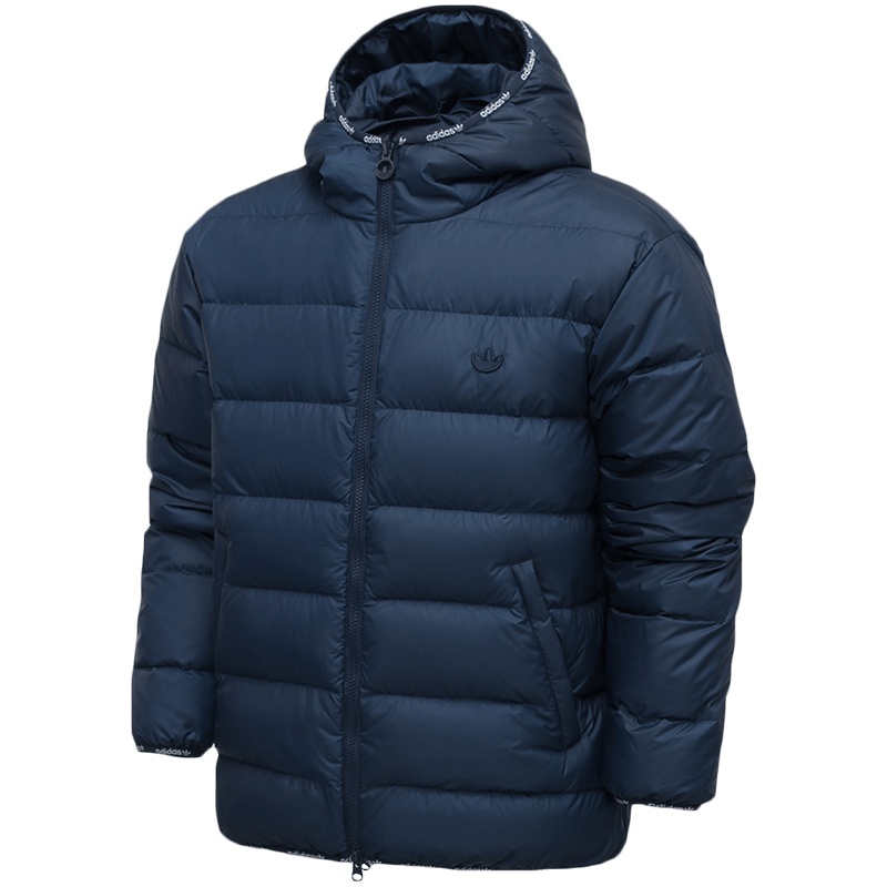 阿迪达斯三叶草男服羽绒服两面穿连帽防风休闲运动服GE1299