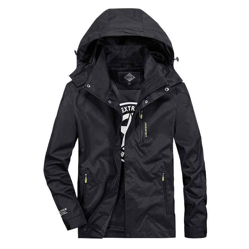 吉普JEEP春秋季男士夹克青年户外休闲运动连帽夹克青年上衣外套男四季薄款旅游攀岩防嗮宽松大码男装