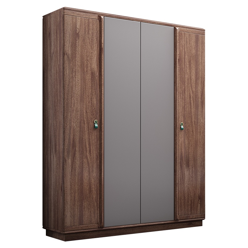 凡阔金丝檀木实木衣柜组合现代轻奢卧室四门对开门衣柜木质收纳衣橱