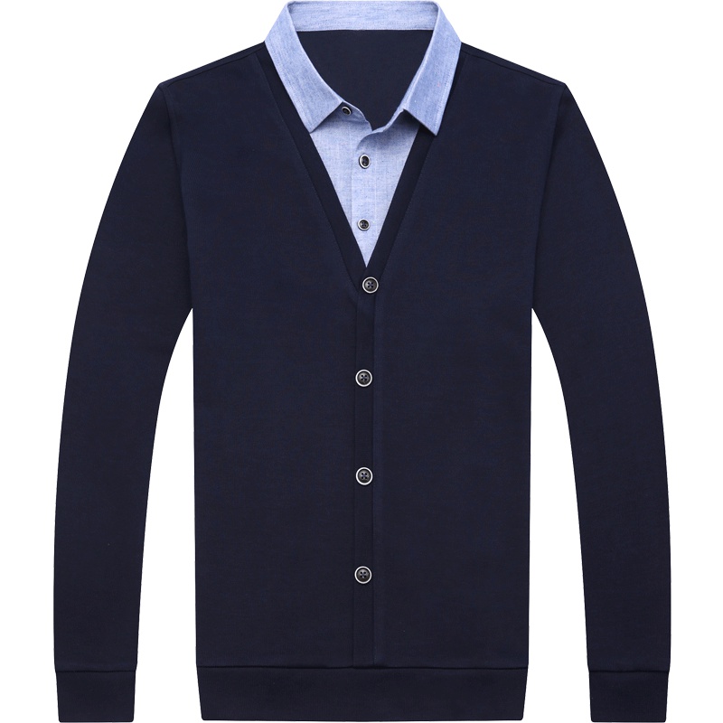 卡帝乐鳄鱼长袖假两件衬衫领男装上衣春季薄款打底衫BABC8193