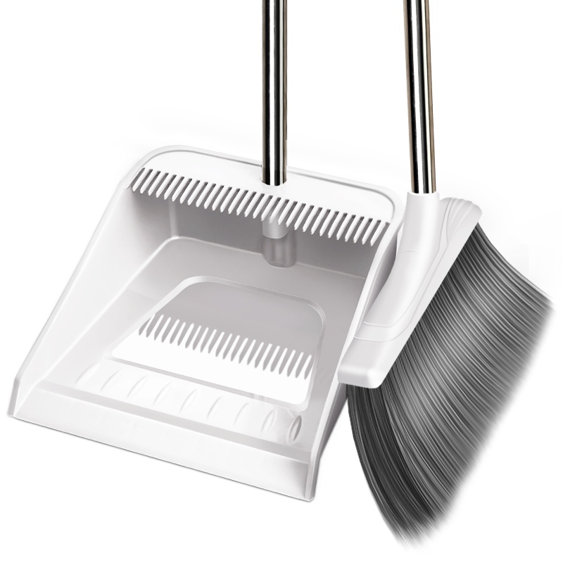 利临 扫把扫帚防风梳齿型白色簸箕笤帚梳齿型篦齿畚箕扫地搓斗家用(组合2件套装)
