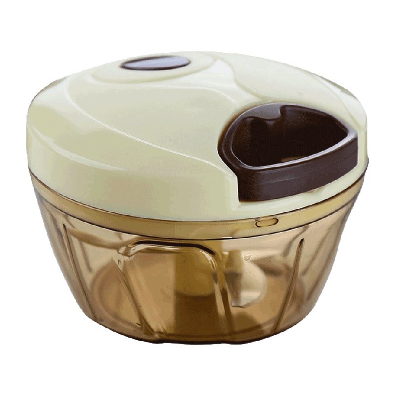 宝优妮厨房切菜器手拉式蒜泥器家用捣蒜器多功能手动绞肉机切片器 DQ9012-4黄色+咖啡色