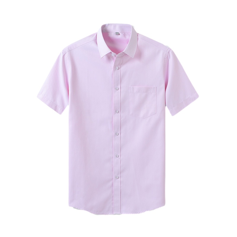 鸭鸭(47.6%棉)2021新款男士短袖粉色衬衫商务职业正装春季韩版打底衬衣