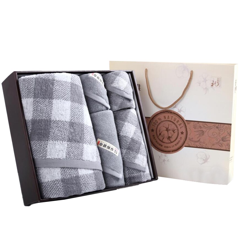 洁丽雅 格调生活-7 DX0679 1条浴巾2条毛巾2条方巾棉桃礼盒+手提袋 颜色随机(单位:盒)