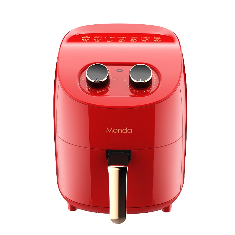 MONDA蒙达无油空气炸锅家用新款特价大容量智能多功能全自动电薯条机AF-06机械款红色