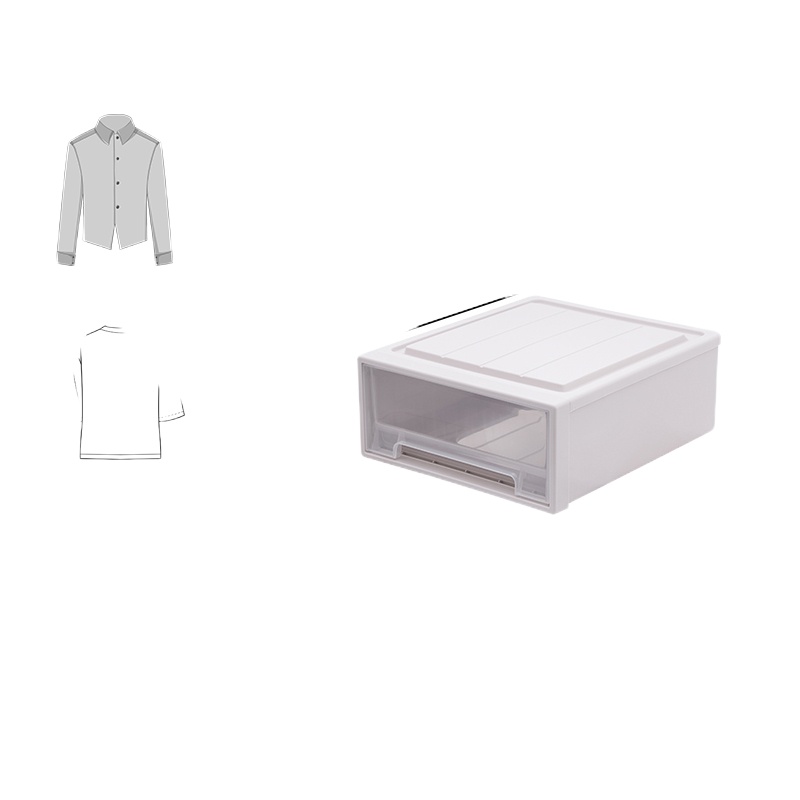 衣服储物箱塑料闪电客收纳箱抽屉式透明衣柜收纳柜内衣收纳盒衣物整理箱 C3918(深45宽39高18) 单个装