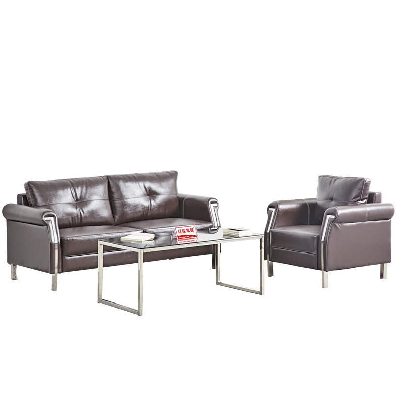 [红心家居]办公沙发商务接待小型沙发现代简约会客三人位办公室沙发茶几组合