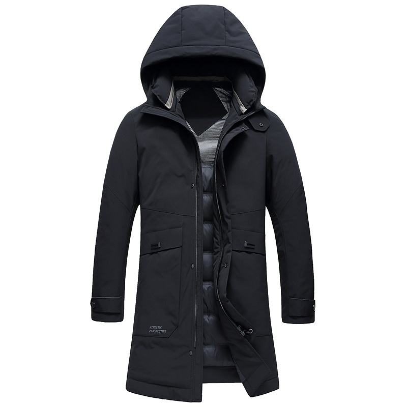 鸭鸭/YAYA 羽绒服男士中长款连帽保暖冬季韩版时尚外套