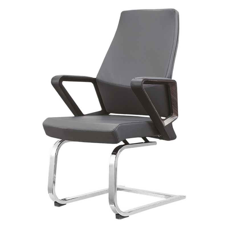 卓澳(ZHUOAO)办公椅电脑椅职员会议椅家用弓形椅休闲老板椅子黑色皮椅人体工学靠背椅