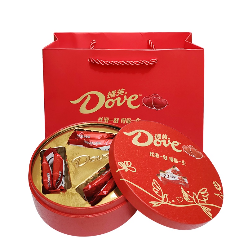 德芙巧克力德芙丝滑牛奶巧克力6粒圆形红色礼盒装铁盒装婚庆结婚喜糖4.5克德芙婚庆装6粒(不含礼袋;可另外选购)