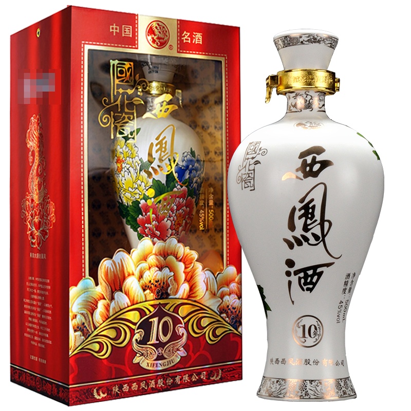 西凤 国花瓷10年 45度 500ml 单瓶 凤香型 白酒