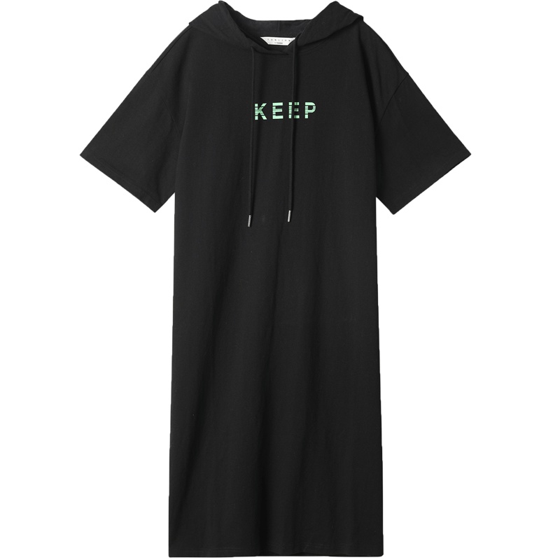 唐狮夏装女字母印花圆领套头七分袖T恤