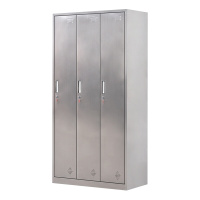 【一鹏】办公柜 304不锈钢三门更衣柜 铁皮柜储物柜员工柜 寄存包柜鞋柜碗柜