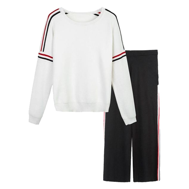 拉贝缇两件套女秋装新款运动风阔腿裤毛衣时尚针织衫网红60006395