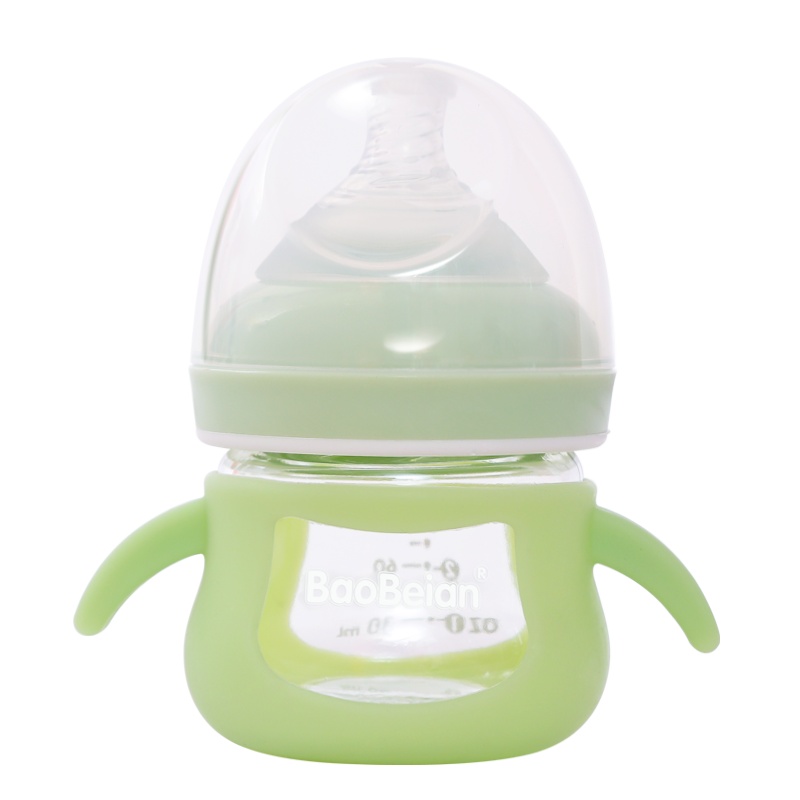 宝倍安(Bao bei an)新生婴儿奶瓶 迷你喂水奶瓶90ml S实感宽口奶嘴 新生宝宝便携款玻璃奶瓶 赠同款瓶体 绿