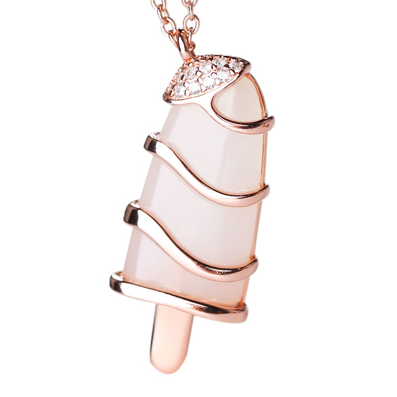 印象眸 s925银镶和田玉ins风雪糕套链 银镶嵌项坠吊坠 附送证书