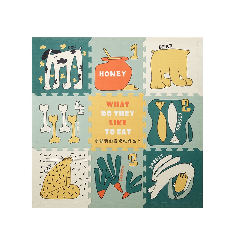 babycare宝宝爬行垫拼接加厚家用婴儿无味客厅爬爬垫儿童 泡沫地垫蒙得维森林9片装单片58cm*58cm*2.5cm