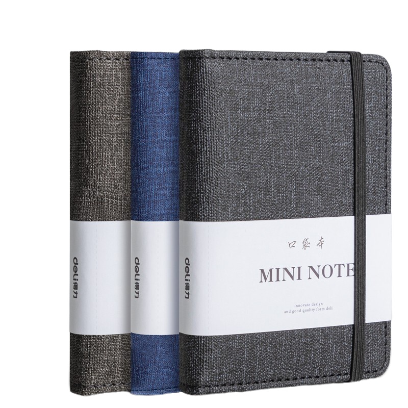 得力(deli)三本A7/96张便携本笔记本子 创意型小号迷你学生小本子口袋本记事本便签本手账本文具 混色22238