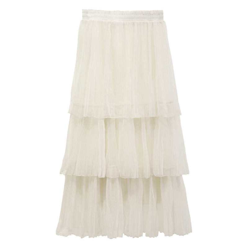 如熙蛋糕裙半身裙女高腰中长款百褶裙a字仙女网纱裙长裙