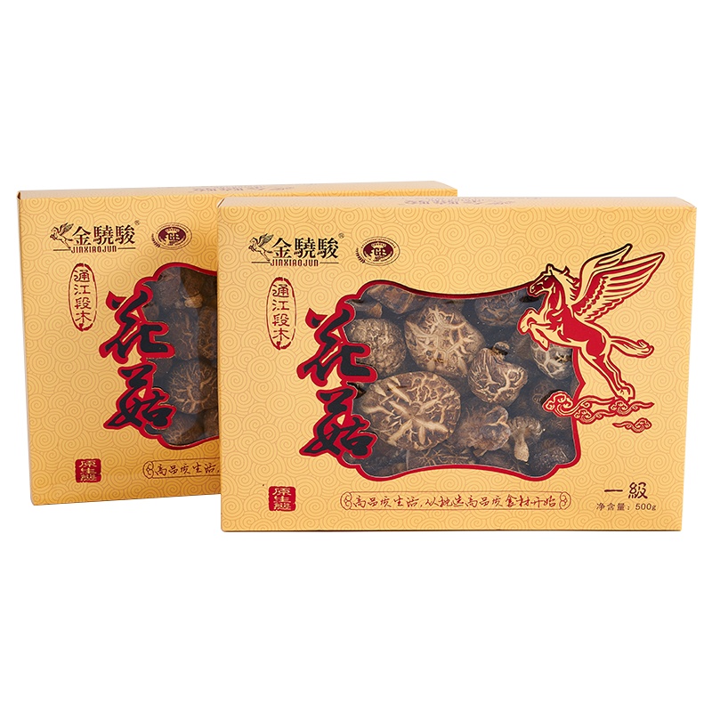 金骁骏 段木花菇一级菇干香菇菌菇类干货一级野生香菇花菇 500g/盒