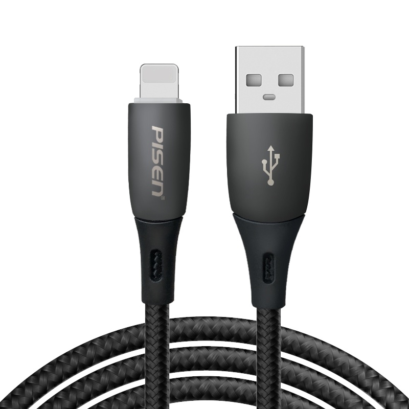 品胜苹果数据线锌合金充电线自动断电抗折断编织线带呼吸灯适用于phone11/8/9/x/xr 苹果AI智能触控&魔幻黑