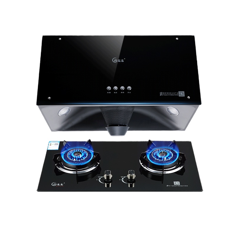 巧太太(QiaoTaiTai)抽油烟机灶具套餐顶吸油烟机家用大吸力双灶燃气灶A168S+193C(液化气)