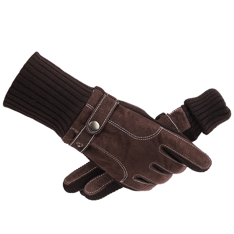 南极人皮手套男冬季保暖加绒加厚防风户外骑车骑行摩托车触屏男士手套N2E0X850291 棕色