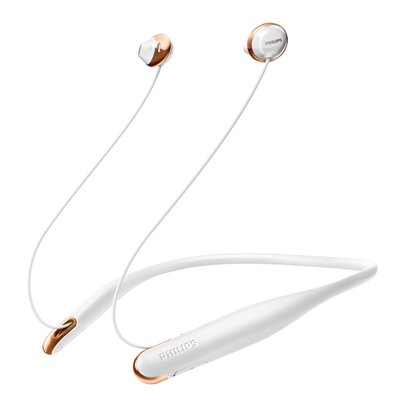 飞利浦运动跑步耳机SHB4205BK白色颈挂式入耳式蓝牙无线耳机音乐游戏通话耳机苹果华为小米通用型耳机