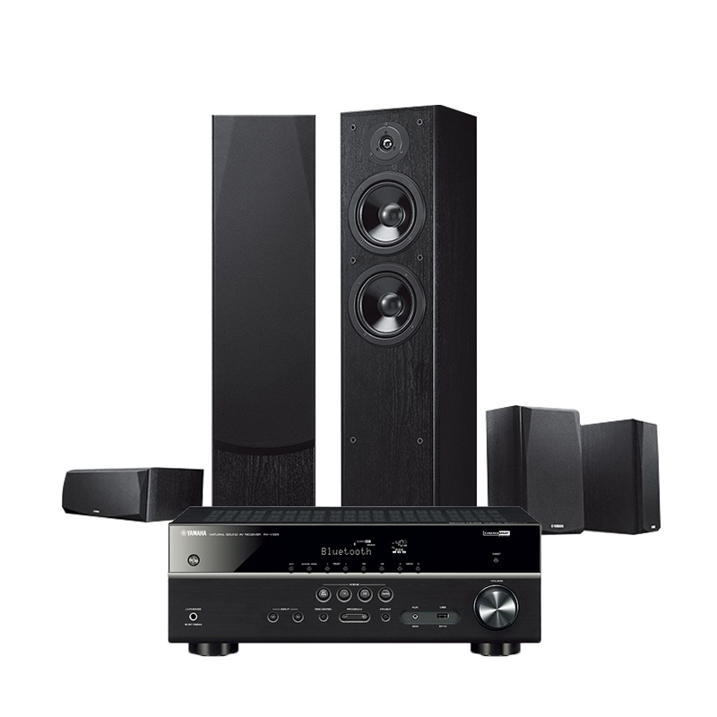 雅马哈(YAMAHA)NS-F51+385功放 音响 音箱 家庭影院 5声道(主箱+中置+环绕)落地式六件套装