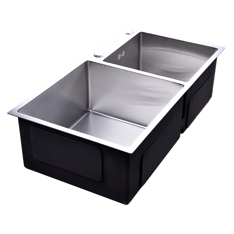 304不锈钢加厚手工水槽双槽厨房一体洗菜盆洗碗水池家用套餐