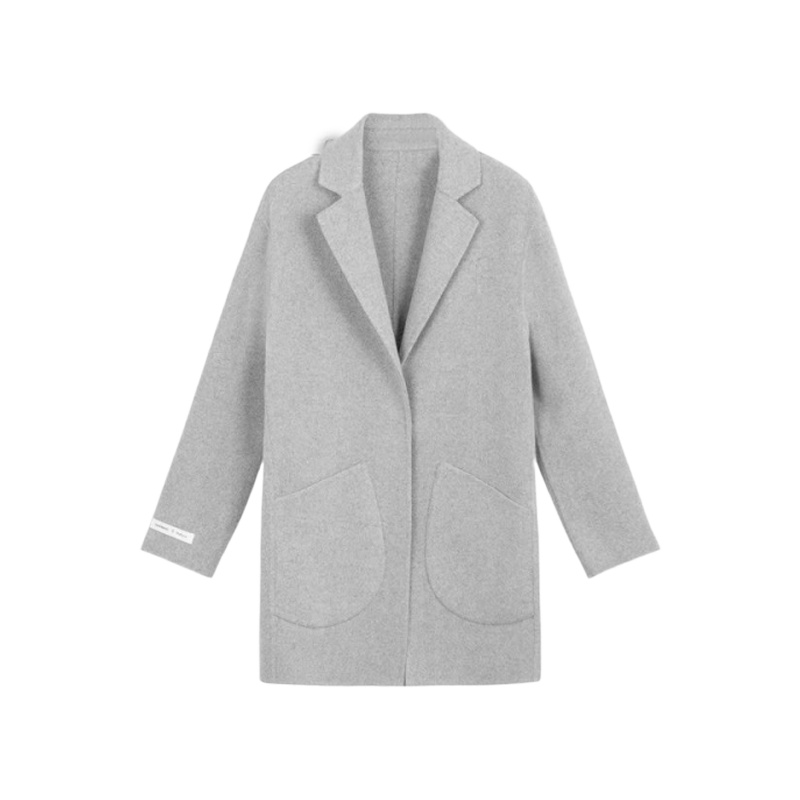 拉夏贝尔Puella春装新款韩版翻领显瘦中长款呢大衣外套女20011383