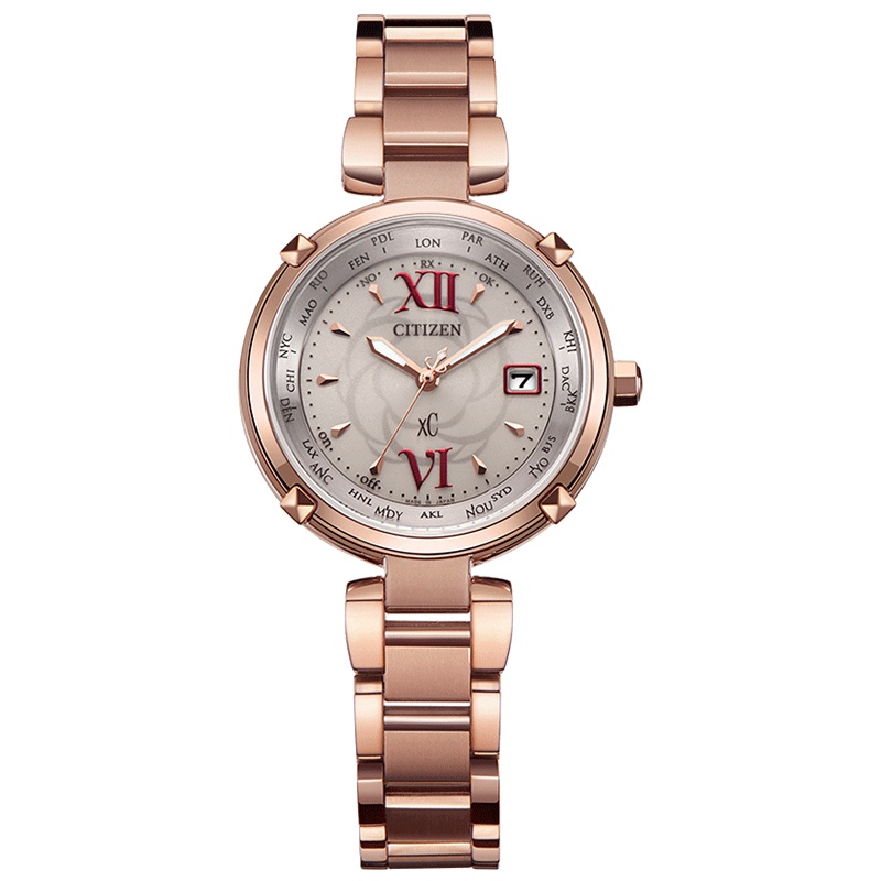 西铁城（CITIZEN）手表光动能多局电波万年历钛合金表带表壳商务时尚女表EC1048-54W