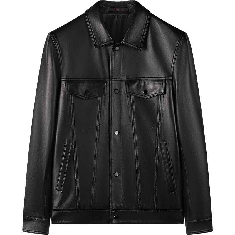 【工装皮衣】柒牌男士真皮外套2021新款中青年修身翻领绵羊皮夹克