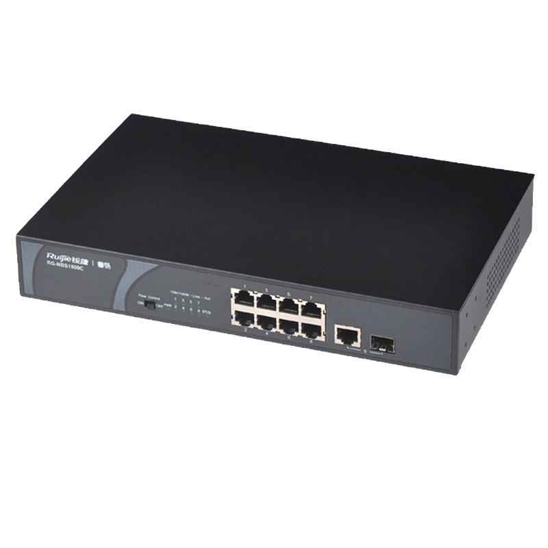 YKFIBER 锐捷(Ruijie) RG-NBS1809C 8口百兆+1千兆光口非网管型监控专用交换机