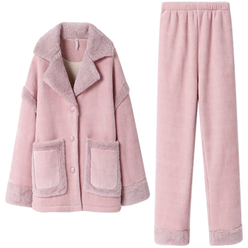 安之伴睡衣女晚秋开衫套装复合家居服