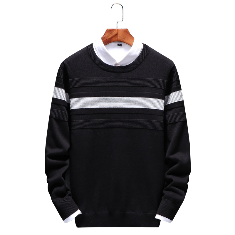 庄吉 2019春秋季新款男士毛衣韩版时尚圆领长袖套头上衣潮JU-XH-181208