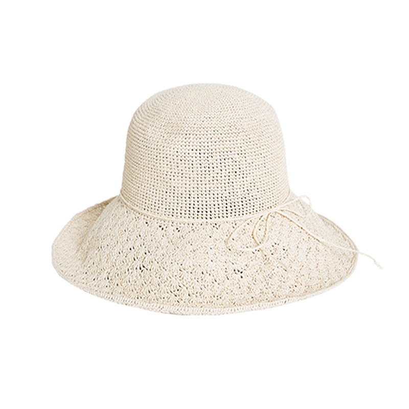 瑞苏薇(RASUV) 春夏精致手工钩针镂空花型草帽遮阳帽防晒度假海边沙滩旅游小清新韩版潮文艺大檐帽子可折叠