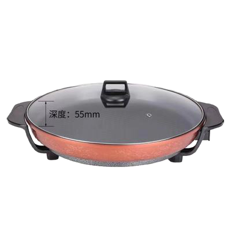 多功能电煎锅单面电饼铛烙饼锅水煎包锅时光旧巷煎烤机煎饼锅加大加深 型号48商用(玻璃盖子)