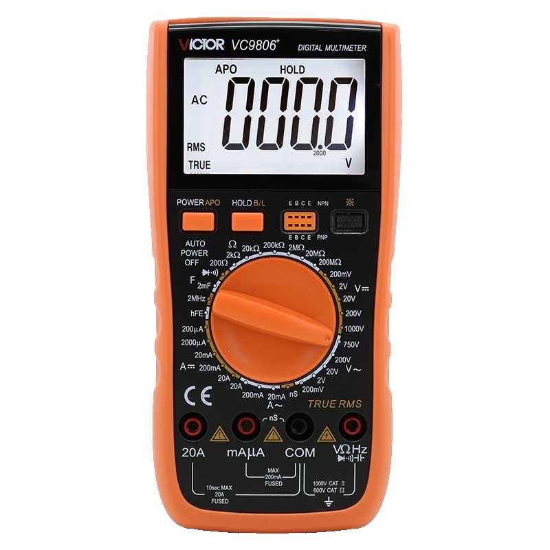 胜利仪器(VICTOR)胜利万用表数字万用表4位半VC9806_高精度万能表用表频率带背光 VC9806_官方标配