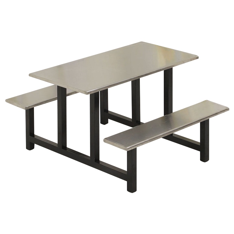 汉诺鑫威不锈钢餐桌连体餐桌椅组合学校食堂员工小吃店快餐桌椅4人6人8人4人位铁架不锈钢餐桌