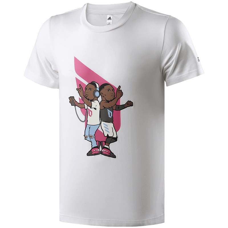 阿迪达斯男服短袖T恤利拉德印花篮球服装DX6966
