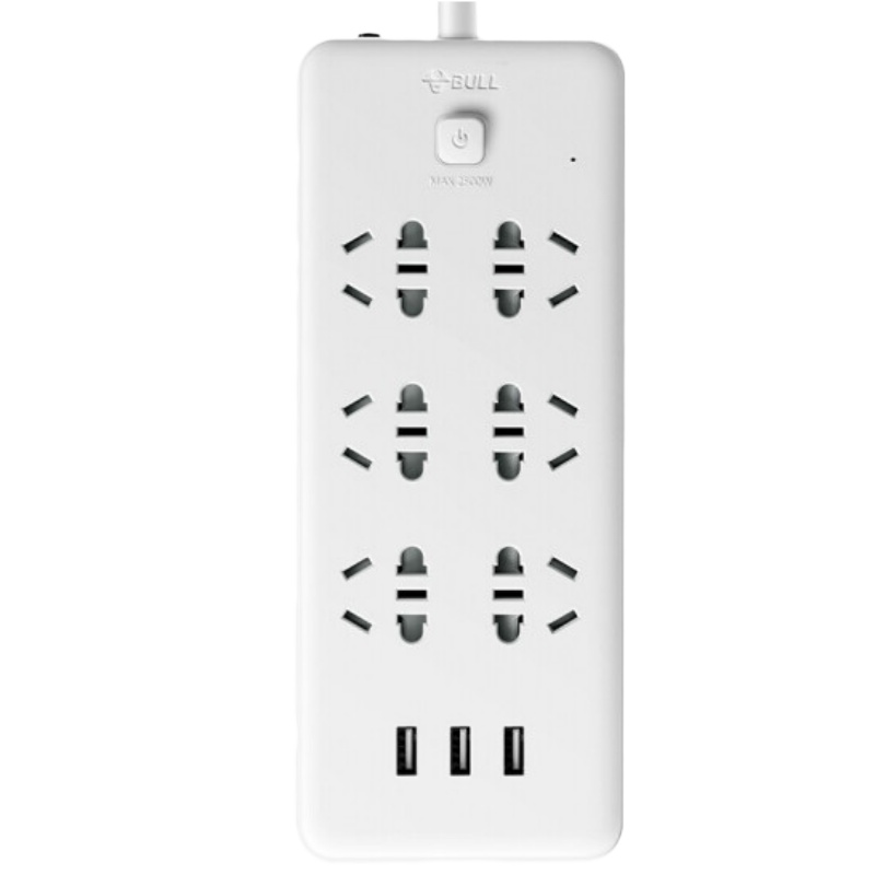 公牛(BULL)新国标公牛小白USB插座 GNV-UUN153 3usb接口 6孔全长1.8米带保护 (单位:件)