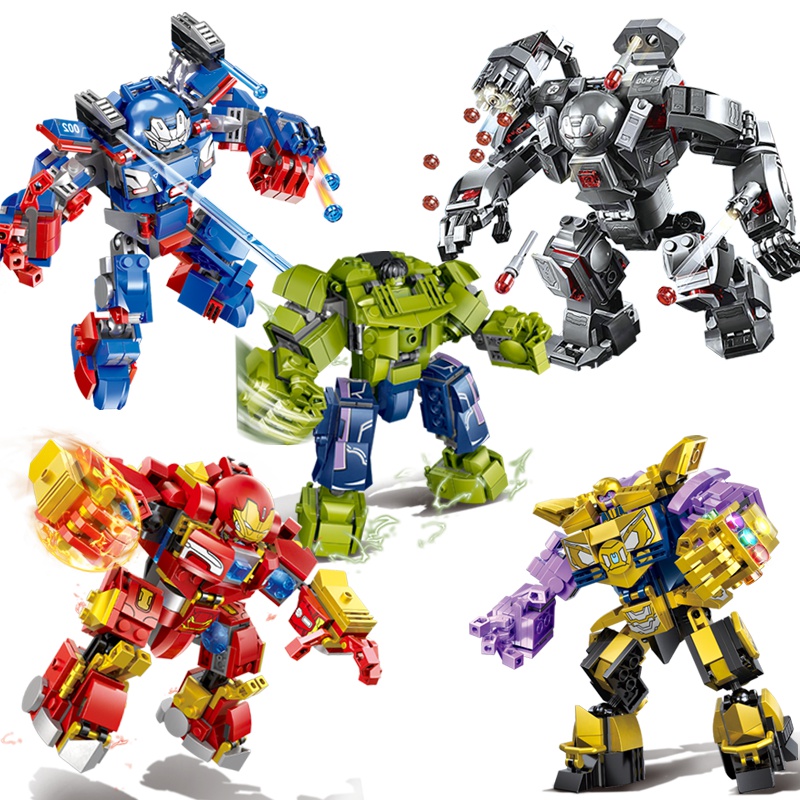 汇奇宝 复仇者联盟4反浩克装甲钢铁侠终局之战积木拼装男孩玩具兼容乐高塑料6-14岁 绿巨人机甲【288颗粒】