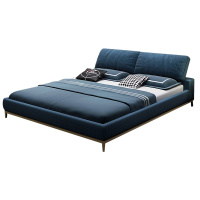 中源北欧风布艺床简约现代1.8米小户型双人床主卧室实木软包婚床