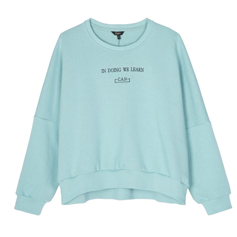 拉夏贝尔韩版学院风卫衣女士冬季宽松百搭上衣基础款字母印花长袖套头外套3T084021