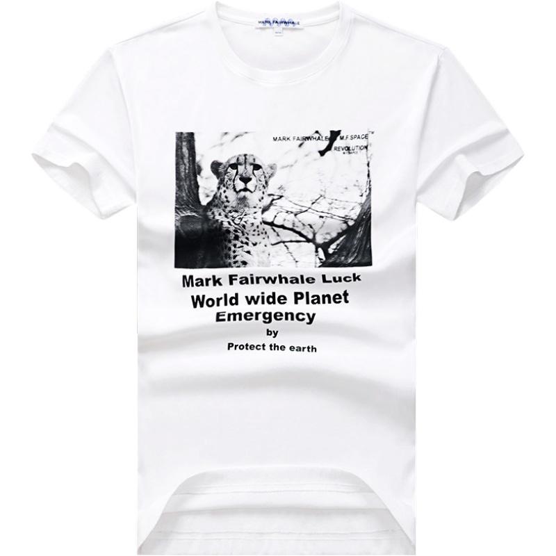 马克华菲短袖T恤男士2020夏季新款纯棉白色印花潮牌潮流宽松半袖