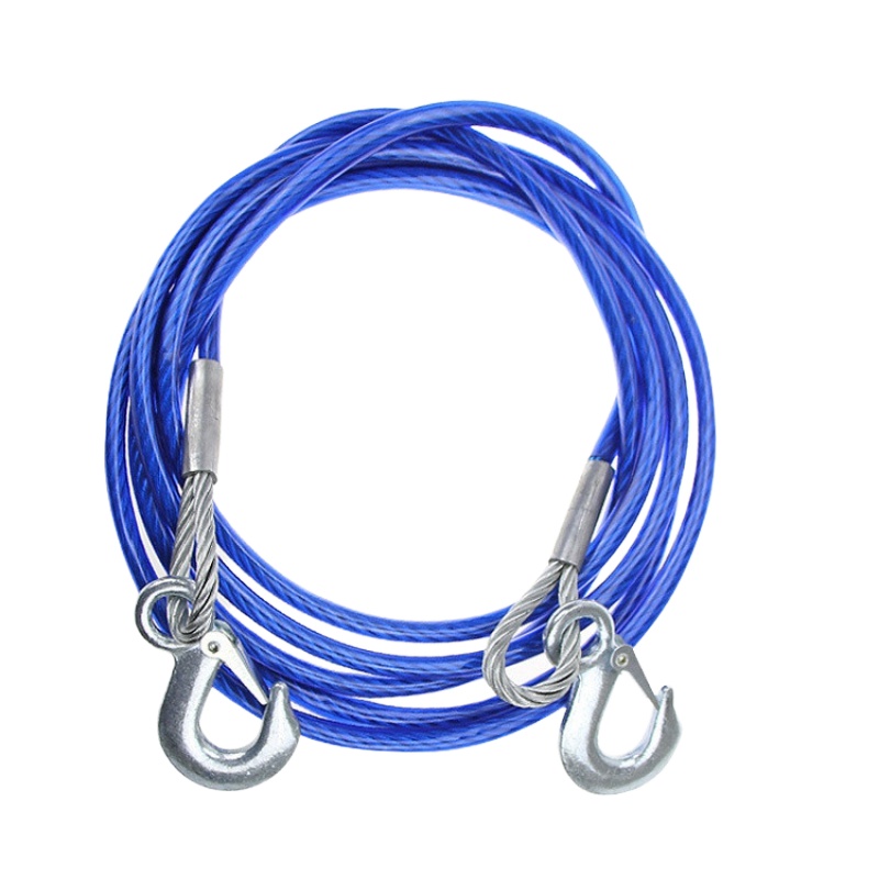 舒适主义汽车拖车绳加厚越野车拖车带5米5顿牵引绳强力车用拉车绳钩捆绑带 5顿4米强力钢丝绳