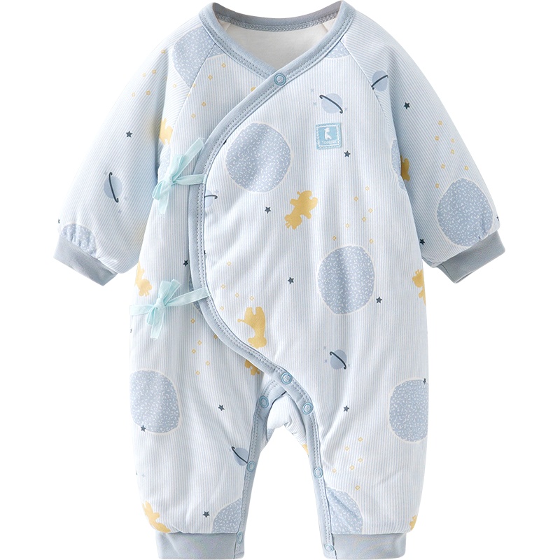 童泰(TONGTAI)秋冬0-3月新生婴儿男女宝宝棉蛤衣夹棉蝴蝶衣薄棉系带连体衣