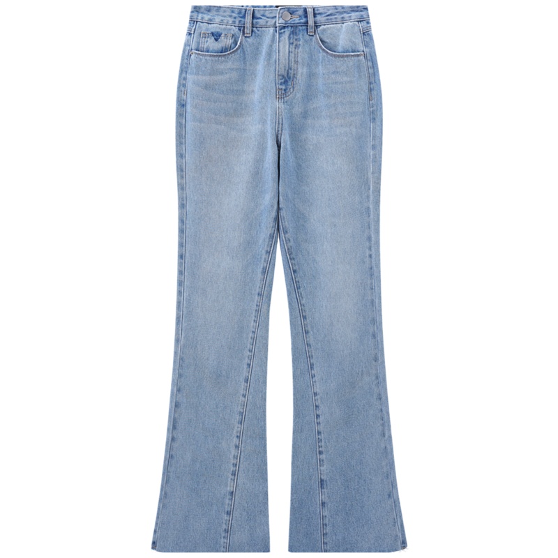 【满198减100预估价：95】森马牛仔裤女2021春季新款毛边喇叭裤chic港味裤子高腰微喇潮ins