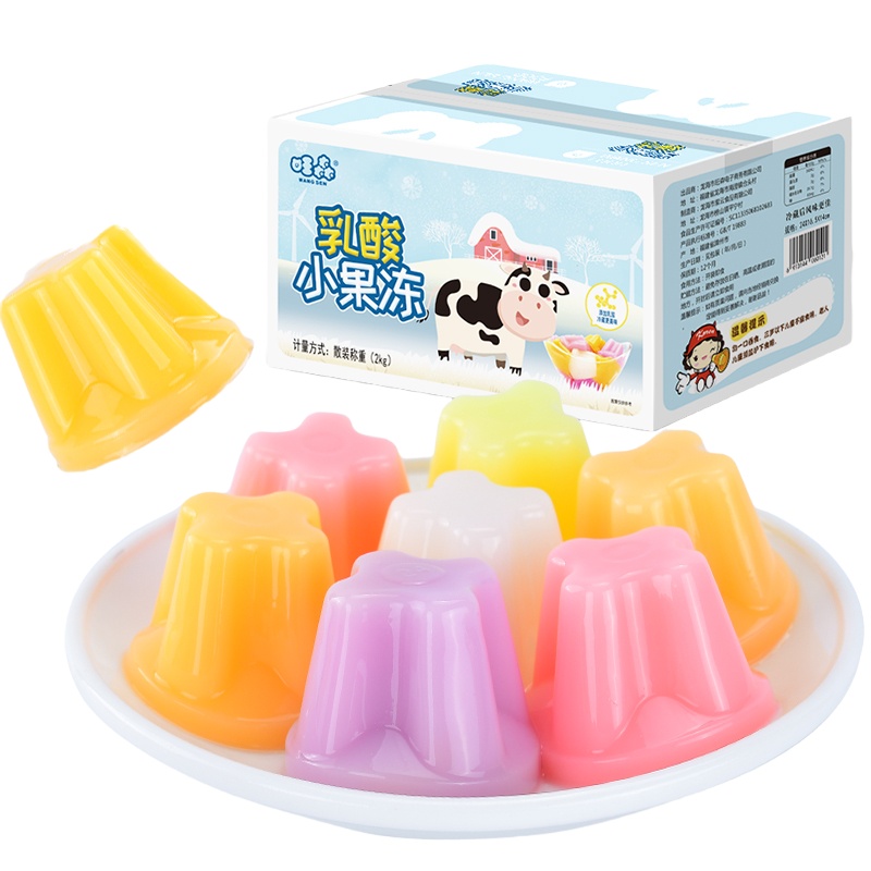 旺森乳酸小果冻布丁4斤整箱约85个多口味混搭网红休闲零食